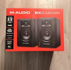 BRAND NEW, UNOPENED BOX. M-Audio BX3 Black 3.5″ Powered Studio Monitors (Pair)