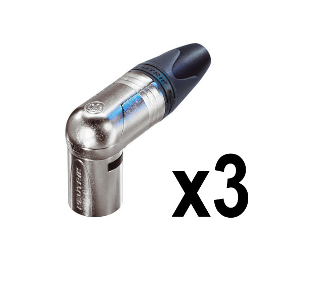 Neutrik NC3MRX RX-Series 3-Pole Right Angle Male XLR Cable Connector – Lot of 3