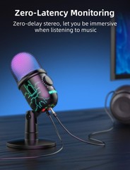 Gaming Microphone, USB Computer Microphone for PC, Mac, PS4/5, Condenser Podc…