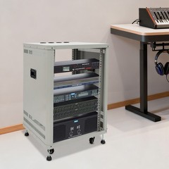 15U Audio Equipment Rack Audio Rack With Feet & Wheels Rolling Studio Rack Case