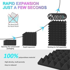Soundproof Foam Panels 2″ x 12″ for Studios – 6 Pack Charcoal Grey Wedges