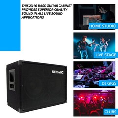 Seismic Audio – 210 Bass Guitar Speaker Cabinet PA DJ 400 Watts 2×10 Black