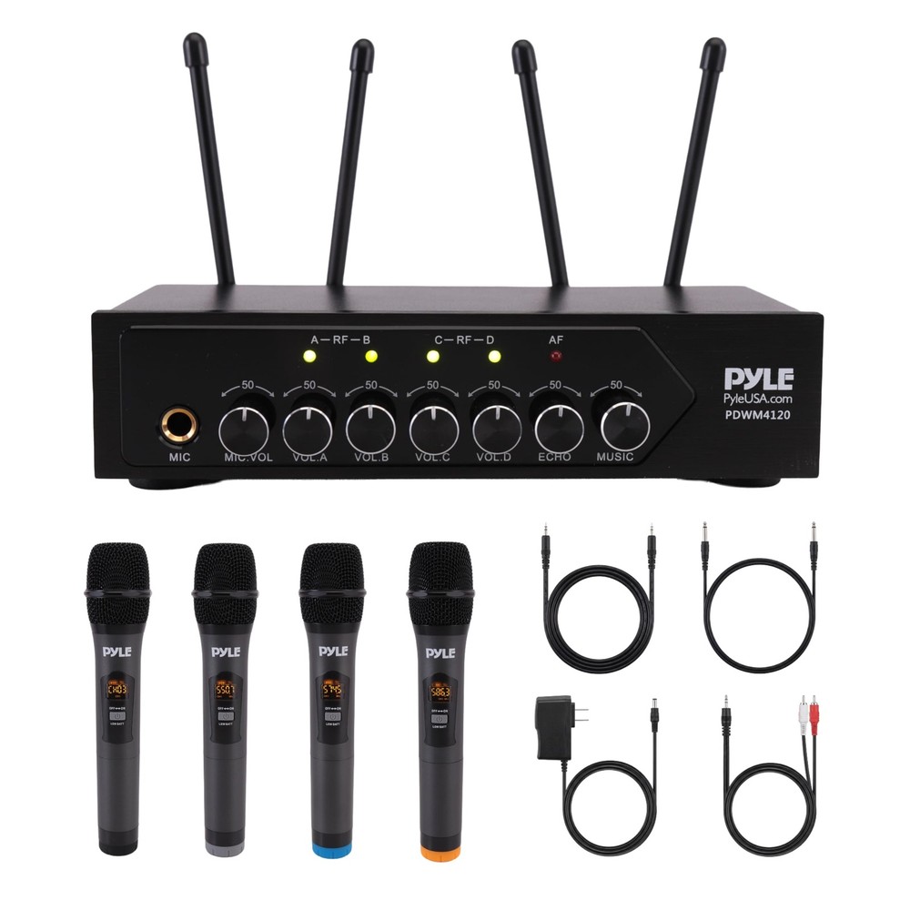 Pyle Wireless Microphones, Professional UHF Dual Microphones One Size, Black