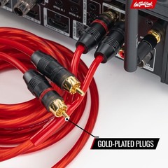 Install Link Audio Cable RCA for Subwoofer or Stereo 20 Feet, Frosted Red
