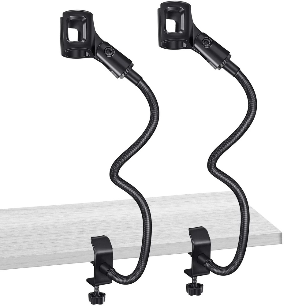 2 Pcs Gooseneck Mic Stand Mic Holder Microphone Stand Mount Adjustable Arm Ad…