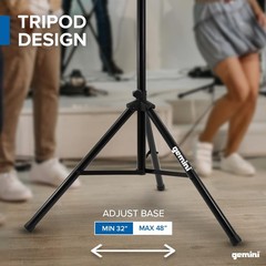 Gemini Professional Heavy Duty PA Speaker Stand – Adjustable Height Tripod St…