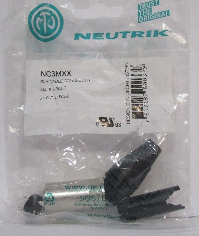 (Lot of 4) NEUTRIK NC3MXX 3-Pin XLR Male Cable Mount Connector Plug