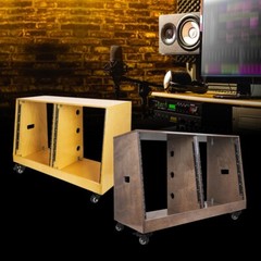 Sound Town DIY 2x12U Slanted Studio Rack Casters, Plw, Weathered Gray SDRK-D12TB