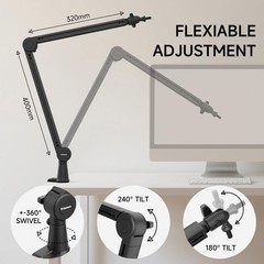Mic Arm, Premium Microphone Boom Arm with Cable Management, 360°Rotatable Boo…