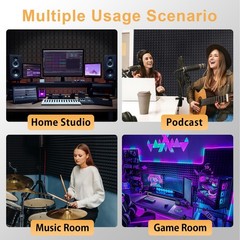 36 Pack AUSLET Acoustic Panels 12 x 12 x 12 x 12 x 2 Inches, 36 Pack-30kg/m3