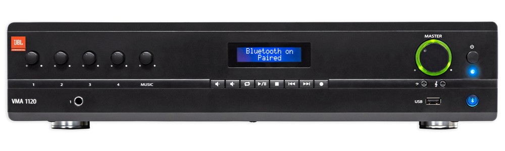JBL VMA1120 Commercial/Restaurant 120W 70v Bluetooth Mixer/Amplifier, 5 Inputs