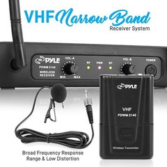 Pyle Dual Channel Wireless Microphone System – VHF Fixed Dual Frequency Wirel…