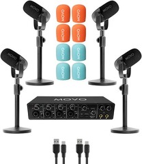 Movo 4-Person Tabletop Podcast Equipment Bundle