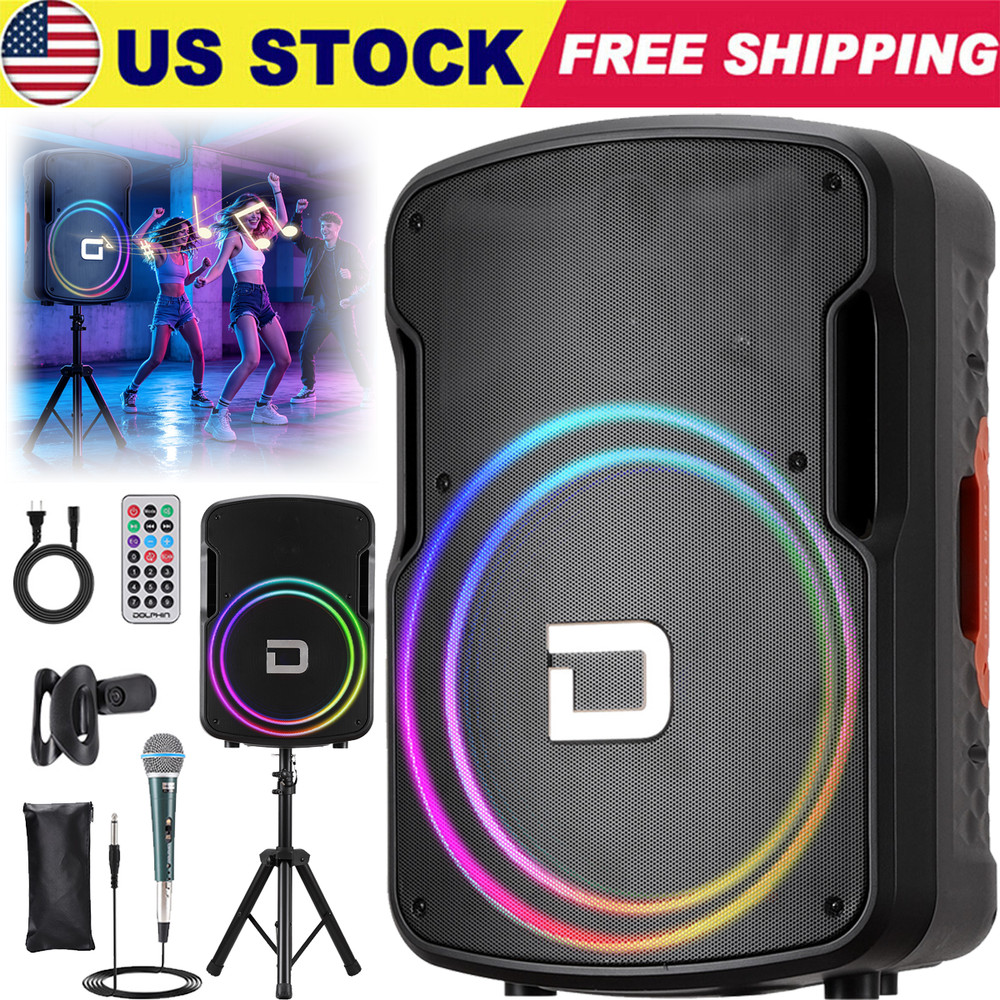 15″ Portable Wireless Bluetooth Party Speaker FM Radio AUX TWS with Mic & Stand