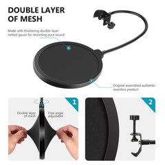 Professional Microphone Pop Filter Mask Shield Compatible with Blue Yeti and Any