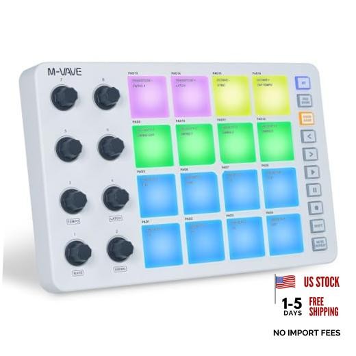 SK12 SMC-PAD MIDI Controller with 16 Drum Pads, 8 Assignable Knobs, Note