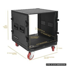 Sound Town Black Series 10U Plywood Rack/Road Case w/ 21” Depth (STRC-B10UW)