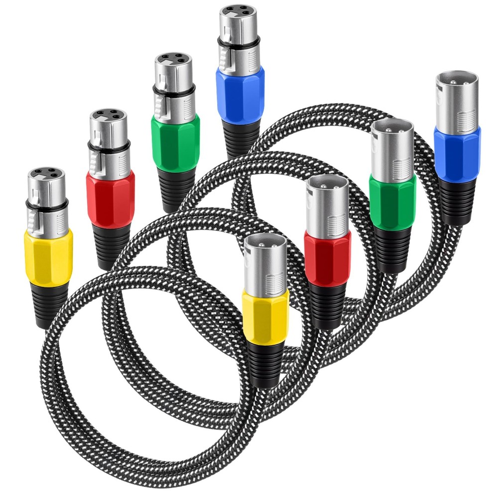 KINXIYU XLR Cable 3 FT/4 Pack, Microphone 3 Pin 3FT, Multicolored