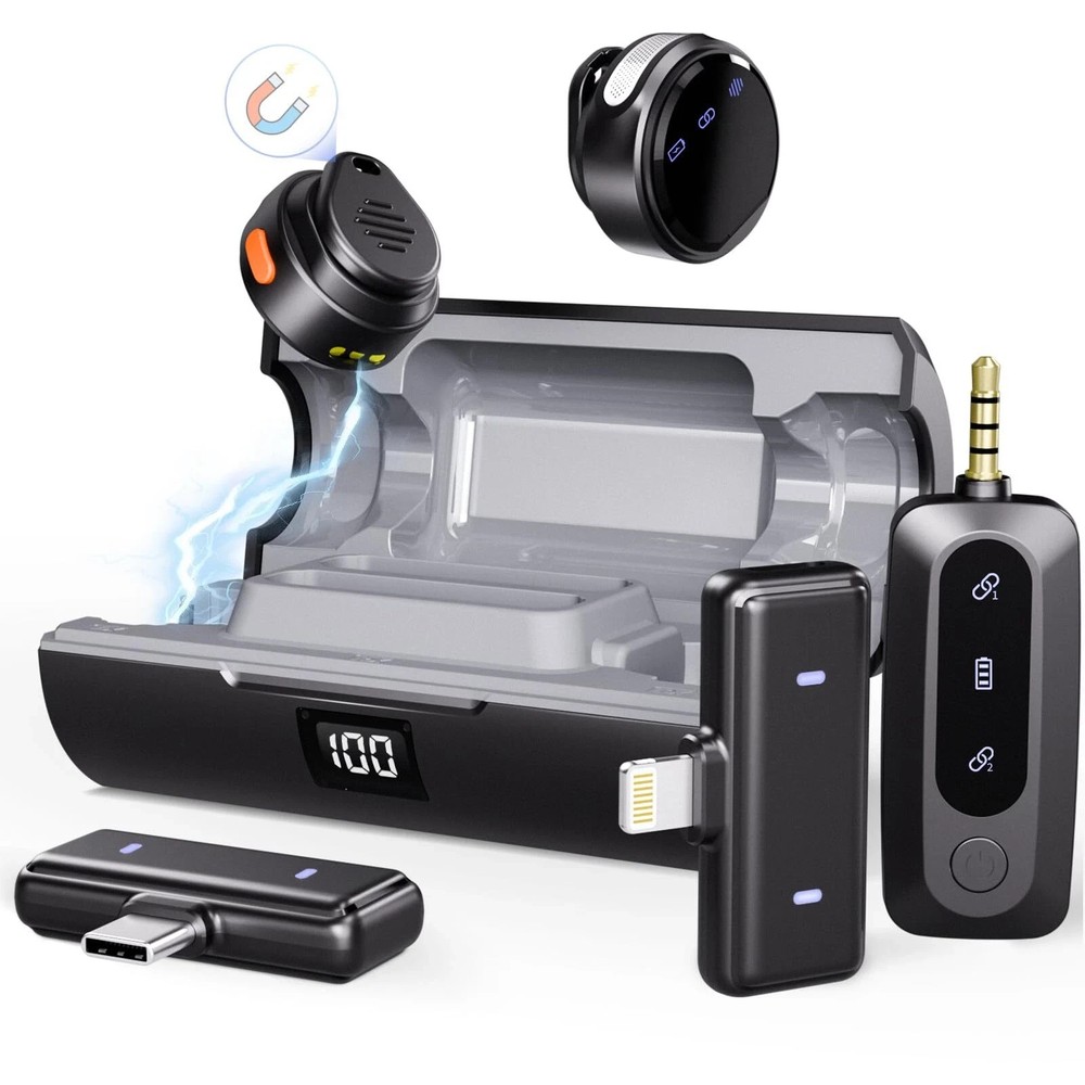Moman Wireless Lavalier Microphone 3-in-1 Set (Lightning/USB-C/3.5mm) 🔥New🔥