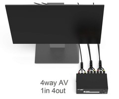 MT-VIKI 4 Way 3 RCA Splitter Composite Video Audio 1 in 4 out, Black