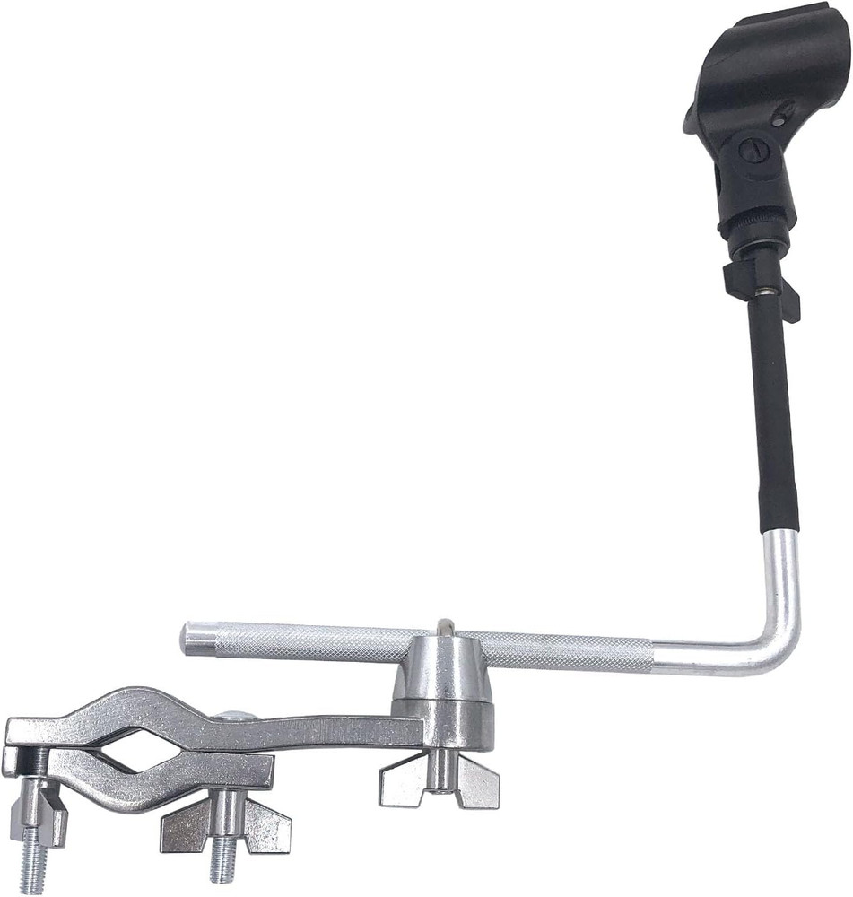 Drum Set Microphone Mount with L-Shaped Clamp and Shock Mount Clip