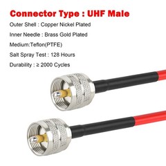 MOOKEERF MOOKEER RG8x Jumper Cable 2ft,2 Pack PL259 Cable,CB 2FT, Red