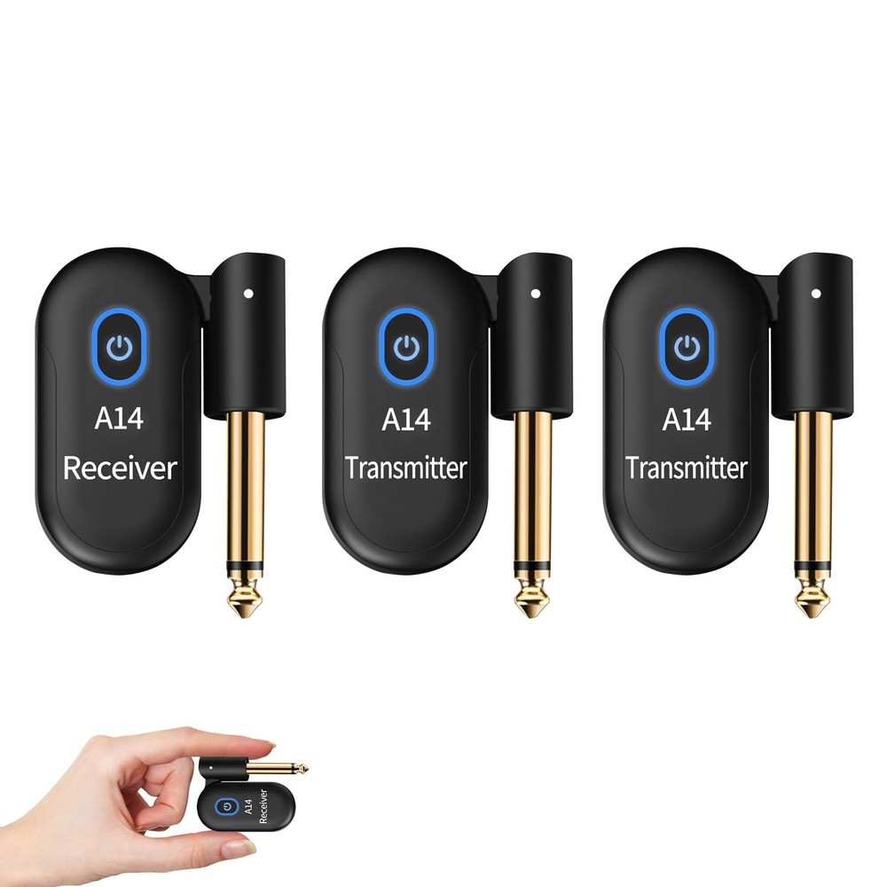 A14 Wireless Guitar System, 2.4GHz Rechargeable Transmitter Receiver, 24-bit …