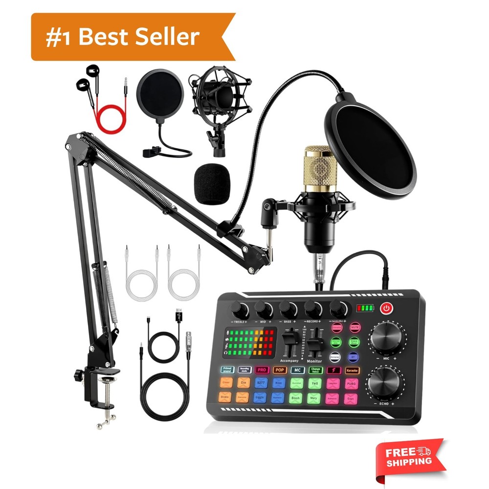Podcast Equipment Bundle, Podcast Equipment with BM-800 MicrophoneGold & F998…
