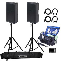 Samson RS112A 12″ 2-Way Active Powered Loudspeakers 2-Pack w Stands