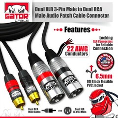 2-XLR Male to 2-RCA Male Cable Dual Patch Splitter Shielded Audio Stereo HD 3FT