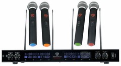 Rockville RWM90U Quad UHF Handheld Wireless Microphone System w/LCD+Metal Casing