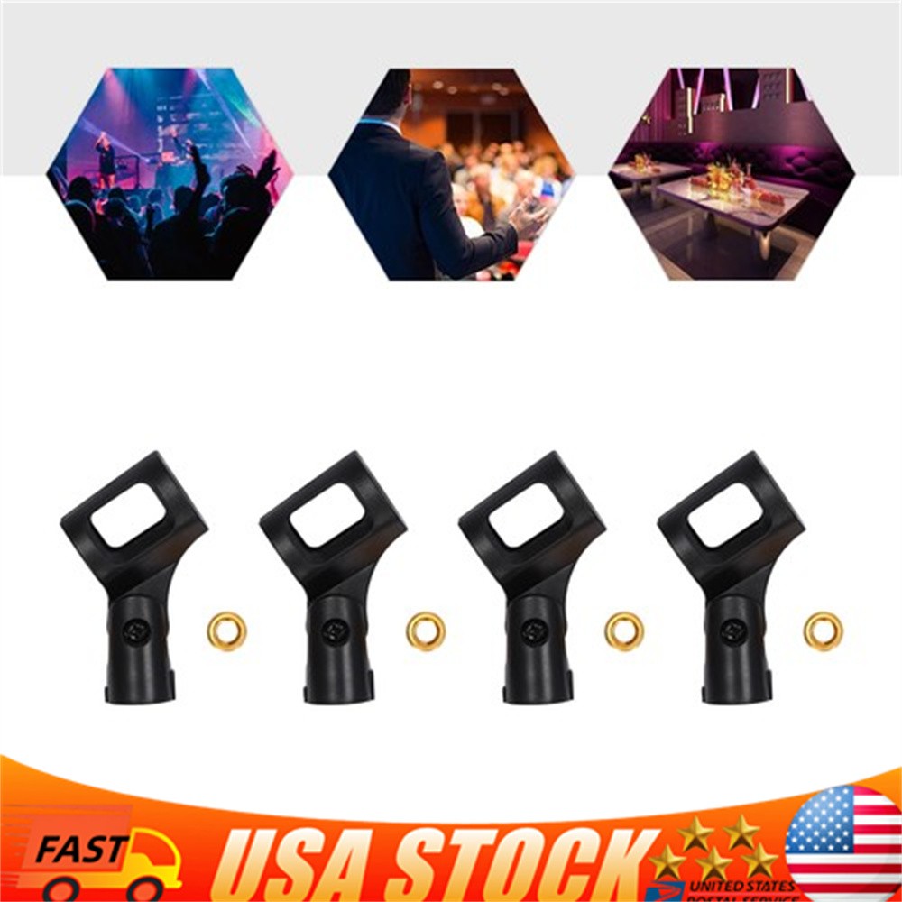4 Pcs Adjustable Microphone Clip Holders for Wired/Wireless Mics