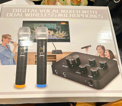 Digital Vocal Mixer w/ Dual Wireless Handheld/Stand-Held Microphones Black