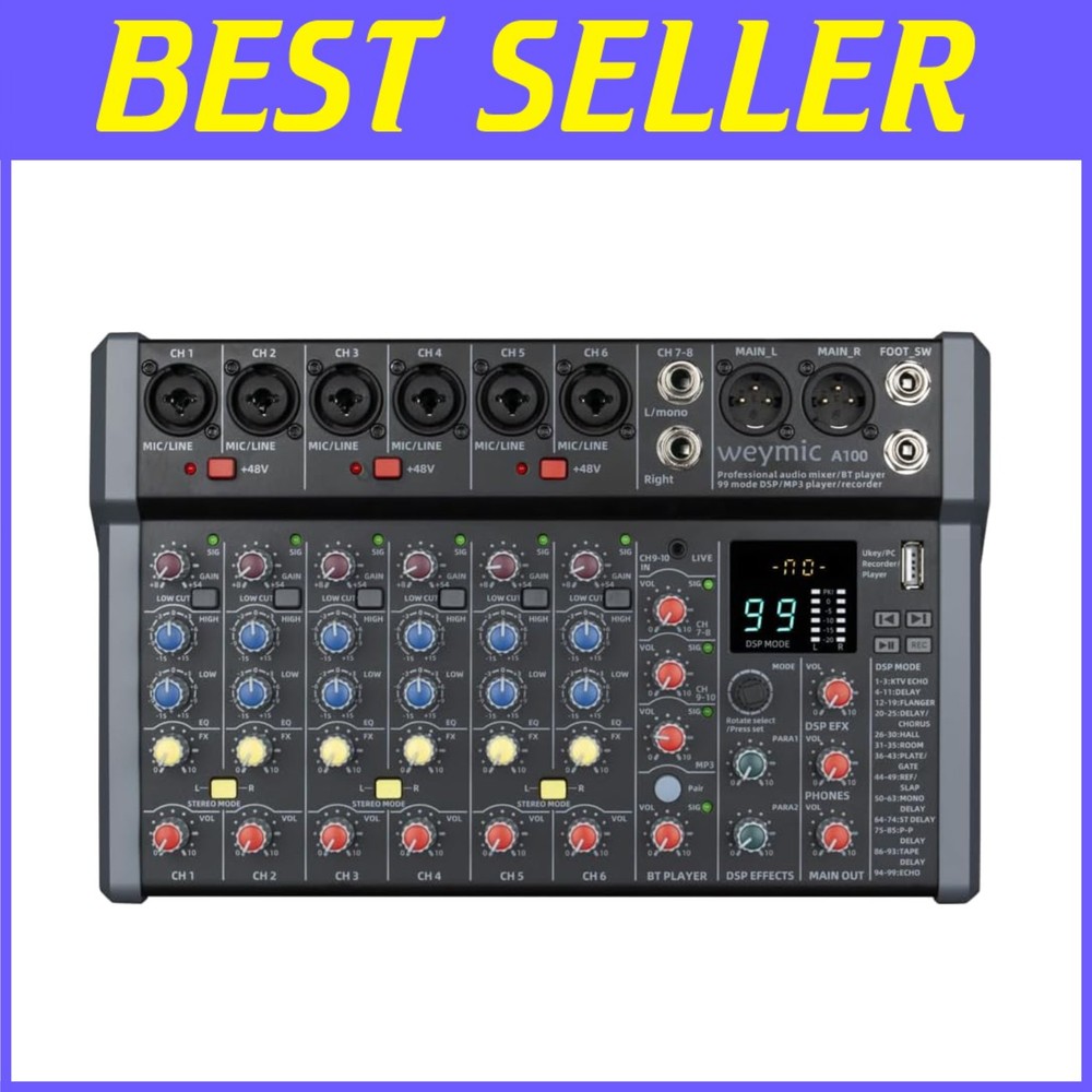 Professional 10-Channel Mixer with USB & XLR Inputs#