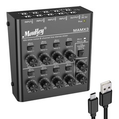 Moukey Audio Mixer, DC 5V, 8 Stereo Ultra, Low Noise 8 Channel Line Mixer for…