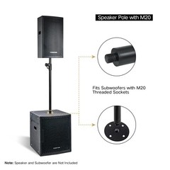 Sound Town 2-Pack Subwoofer Speaker Poles Adjustable Height M20 Fit STSDA-M54B