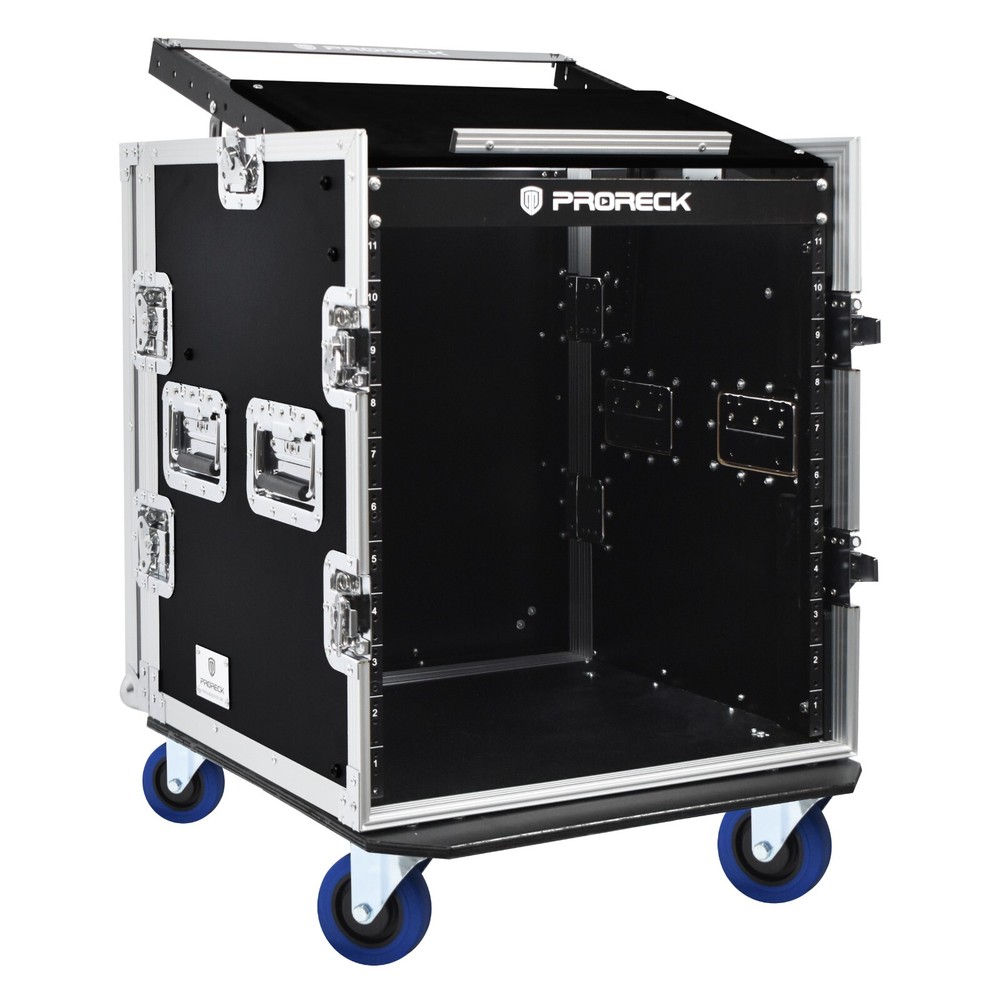 PRORECK Rack Case With Slant Mixer Top, 20“ Rackable Depth, 12U space for stage