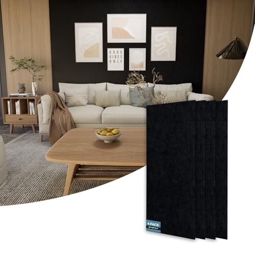 Acoustic Wall Panels 4 Pack, 32ft Acoustic Panels Sound 4pcs-24in*48in Black