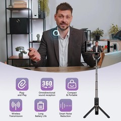 Dual Wireless Lavalier Mic for Type-C Phone 2.4G Noise Cancelling Podcast Vlog
