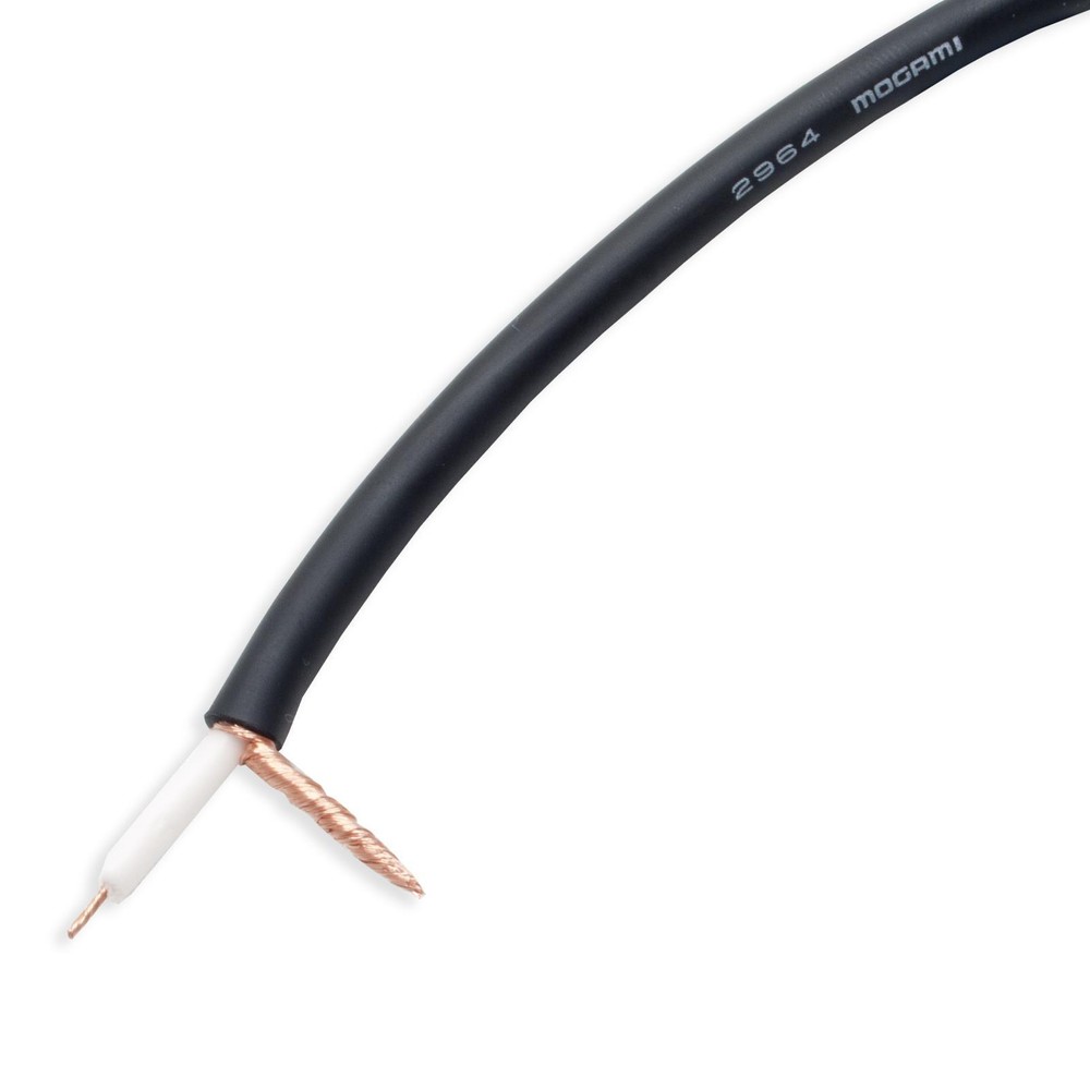 Mogami 2964 Subminiature Coaxial Video Audio Cable, 75 ohms, Thin Black cable