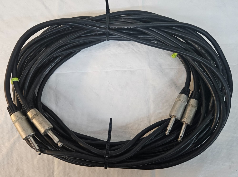 Matching PAIR Stagemaster 25′ Speaker 1/4″ Audio Cables 16awg 25 foot Each GREAT