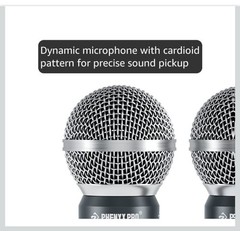Phenyx Pro Wireless Microphone System, Dual Two Handheld Mics, Black