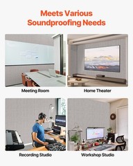 VEVOR 5 Pack Acoustic Wall Panels 47.2 x 23.6 x 0.4 inch Self-Adhesive Camel