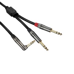 1/4 TRS (Right Angle) to Dual 1/4 TRS Stereo to Stereo Splitter Y cable