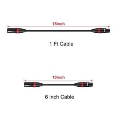 Rannsgeer 1ft XLR Male to Female Microphone Cable (2-Pack) R7201
