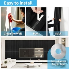 10-Pack Peel and Stick Acoustic Panels with Acrylic Tape – 12 Black-polyester