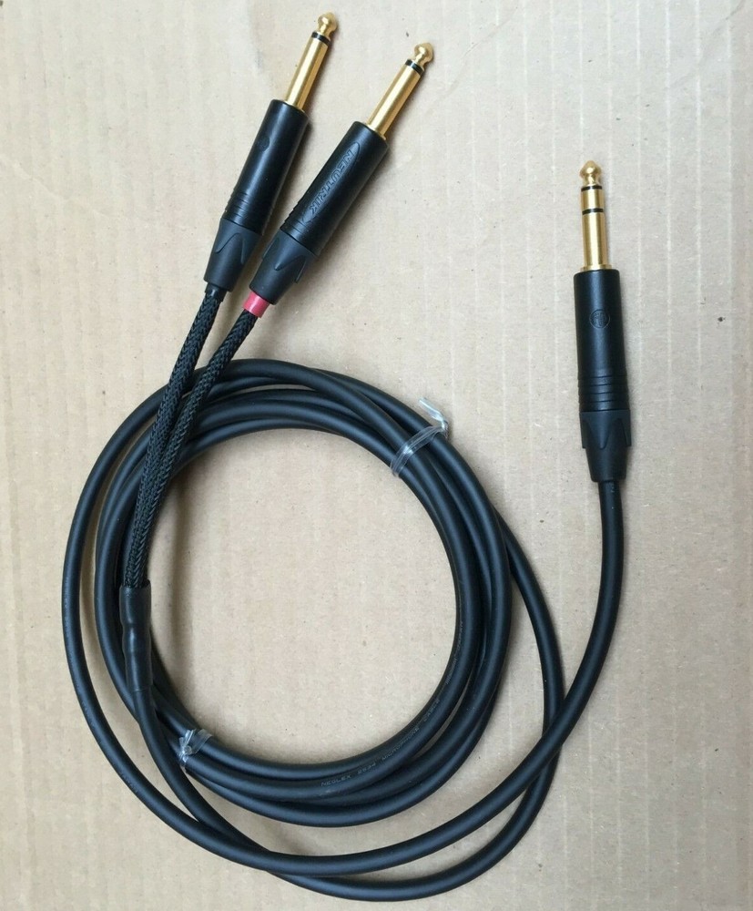 1FT to 25’FT Mogami 2534 Neutrik Gold 1/4 Stereo to 2-1/4 L-R Star Quad Cable