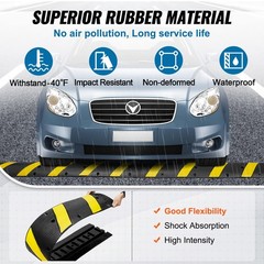 2 Pack Black Yellow Rubber Speed Bump With Cable Management Channel 72 X 11 In