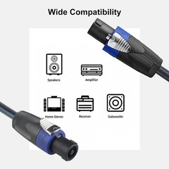 Professional 30 Feet 12 Gauge Speakon to Speakon Cables – 30ft 12AWG Speakon