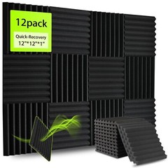 12 Pack 12x12x1 Inch Acoustic Foam Panels Soundproofing Wedges Noise Blocker